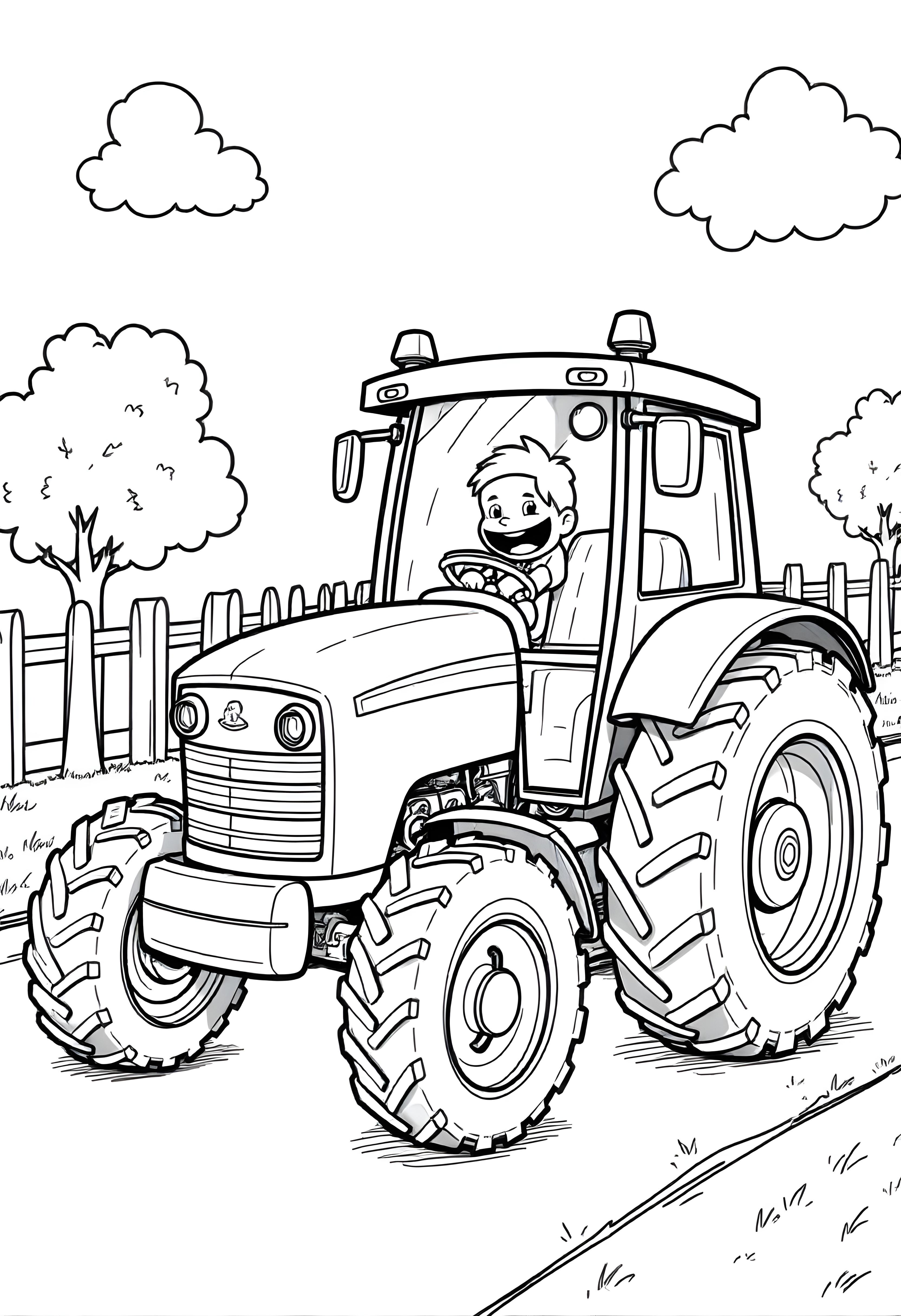 Tractor in parade coloring page